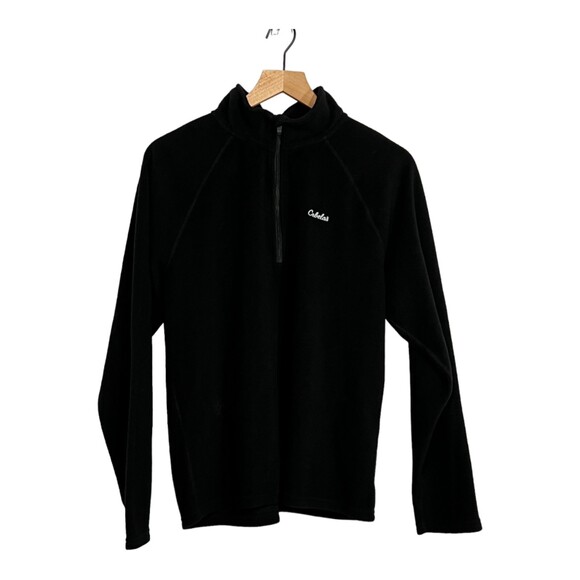 Cabela's Pullover Fleece Heavyweight Quarter Zi Thermal Jacket Black Size Medium - Picture 1 of 8